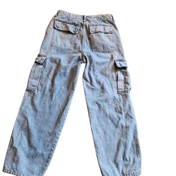 Levi '94 Baggy Cargo JEANS Size 29x30 Mid Rise Loose Adjustable Hem New Wide Leg - Picture 2 of 11